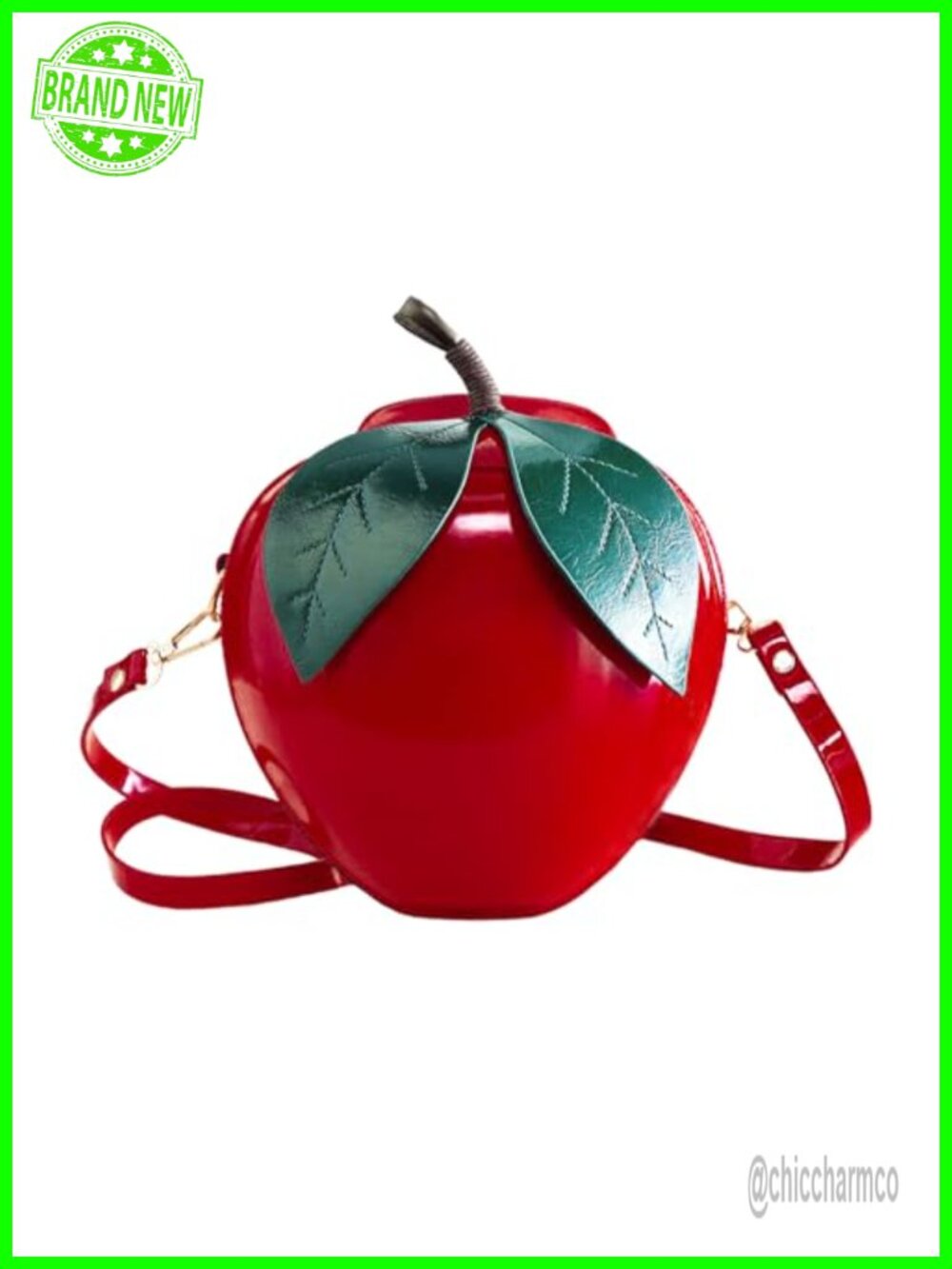 PU Leather Apple Shape Crossbody Shoulder Bag Adjustable Strap
